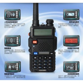 Taffware Walkie Talkie Dual Band 5W 128CH UHF+VHF - BF-UV-5R - Black - 8