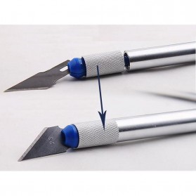 KNIFEZER Set Pisau Ukir Seni 13 in 1 Crafting Art Knife with 3 Handle - A-003 - Silver - 2