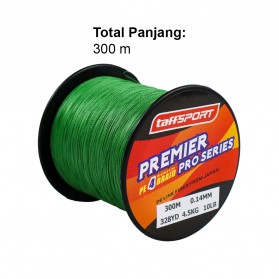 TaffSPORT Benang Pancing Premier Pro Series Braided Thick 0.14mm 300 Meter - Green - 7