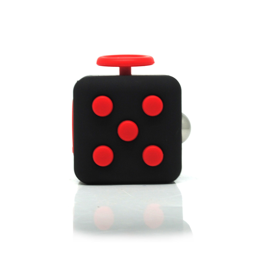 Mainan Pelepas Stress Fidget Cube - Black/Red 