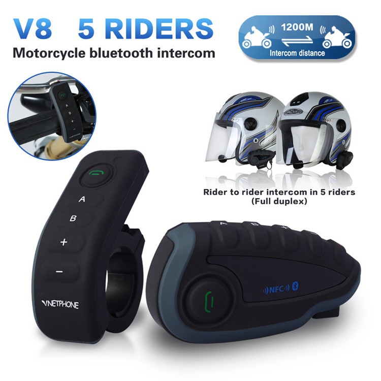 Bluetooth 5.0 Motorcycle Helmet Intercom Headset Interphone Speaker Headphone 