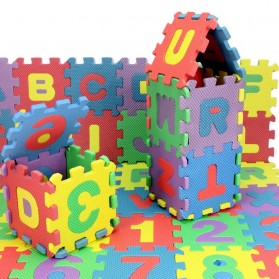 Puzzle - Jin Wa Wa Puzzle Foam Aplhabet & Angka 36 PCS - Multi-Color