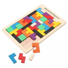 Mainan Puzzle Tangram Tetris Wooden Intelligence - WO01 - Multi-Color