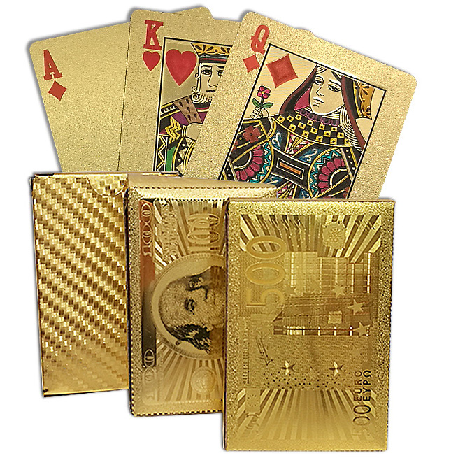 Kartu Remi Poker Lapisan Gold Foil Motif Dollar