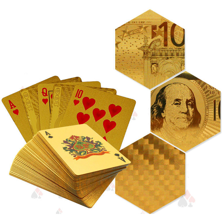 Kartu Remi Poker Lapisan Gold Foil Motif Dollar THKK9273A Golden