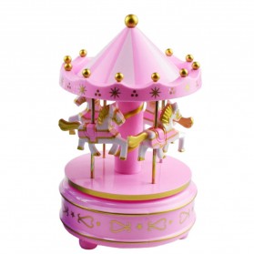Kotak Musik Merry Go Round Musical Box Carousel - HD-YYH - Pink