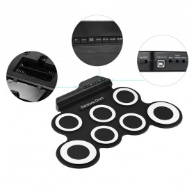 Ammoon Electronic Digital Drum Kit 7 Pads Roll Up USB Power - G3002 - Green - 3
