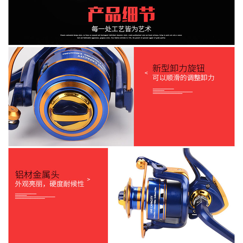 Gambar produk Fanshun Gulungan Pancing FH5000 Metal Fishing Spinning Reel 10 Ball Bearing