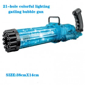 RoundCub Mainan Gelembung Sabun Automatic Bubble Water Gatling Gun 21 Holes - RC101 - Blue