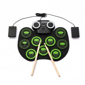 Ammoon Electronic Digital Drum Kit 9 Pads Folding 1200 mAh - G6009 - Green