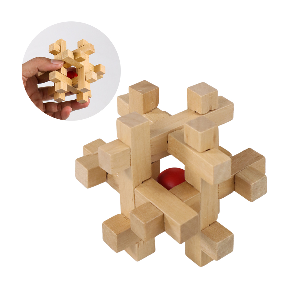Gambar produk OLOEY Mainan 3D Wood Puzzle Tipe Take and Trapped Red Ball - OL3