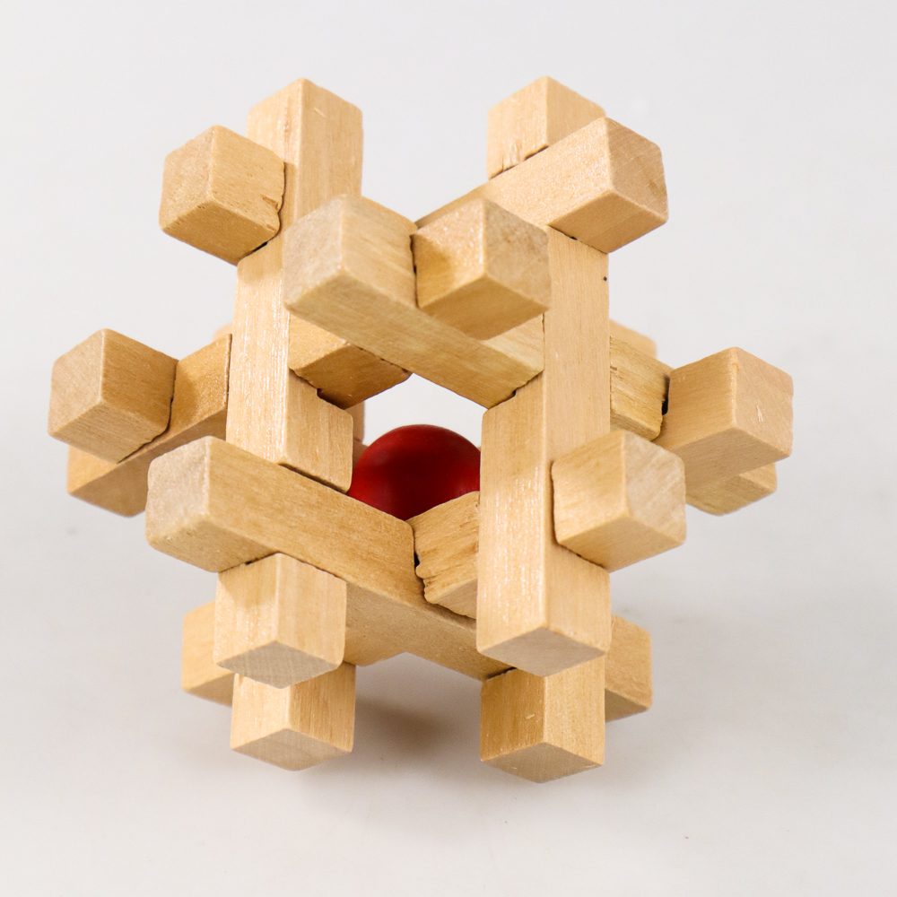 Gambar produk OLOEY Mainan 3D Wood Puzzle Tipe Take and Trapped Red Ball - OL3