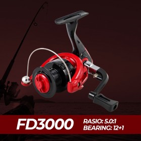 LIEYUWANG FD3000 Reel Pancing Spinning 12+1 Ball Bearing 5.0:1 - Red - 2