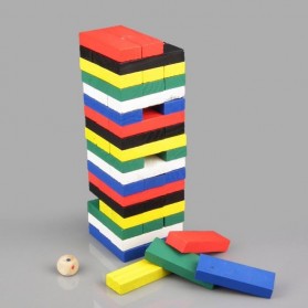 Wiss Toy Permainan Uno Stako Kayu 54 Balok dengan 1 Dadu - WT48 - Multi-Color