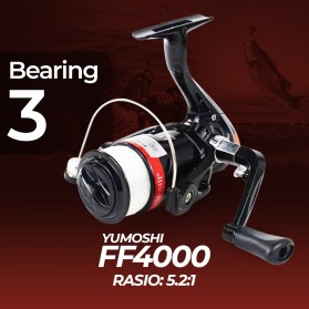 YUMOSHI Reel Pancing Spinning 3 Ball Bearing 5.2:1 - FF4000 - Black/Red