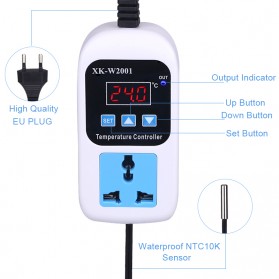 VANJING Stop Kontak Digital Thermostat Timer Switch Electric Socket with Probe - XK-W2001 - White