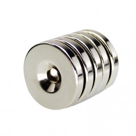 Taffware Strong Neodymium Magnet NdFeB Countersink Ring Hole N35 5 PCS - D21 - Silver