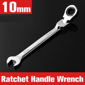OLOEY Kunci Pas Dual Head Combination Ratchet Wrench Flexible Head 10mm - CL6-24 - Silver