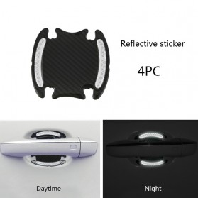 Seametal Reflective Sticker Gagang Pintu Mobil Car Door Handle Safety Warning Carbon Fiber 4PCS - 1185 - White - 1