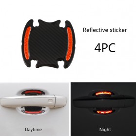 Seametal Reflective Sticker Gagang Pintu Mobil Car Door Handle Safety Warning Carbon Fiber 4PCS - 1185 - Red
