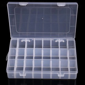SQUARE Kotak Penyimpanan Perhiasan Adjustable DIY Grid Box 24 Slot - J24D - Transparent - 1