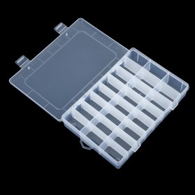 SQUARE Kotak Penyimpanan Perhiasan Adjustable DIY Grid Box 24 Slot - J24D - Transparent - 3