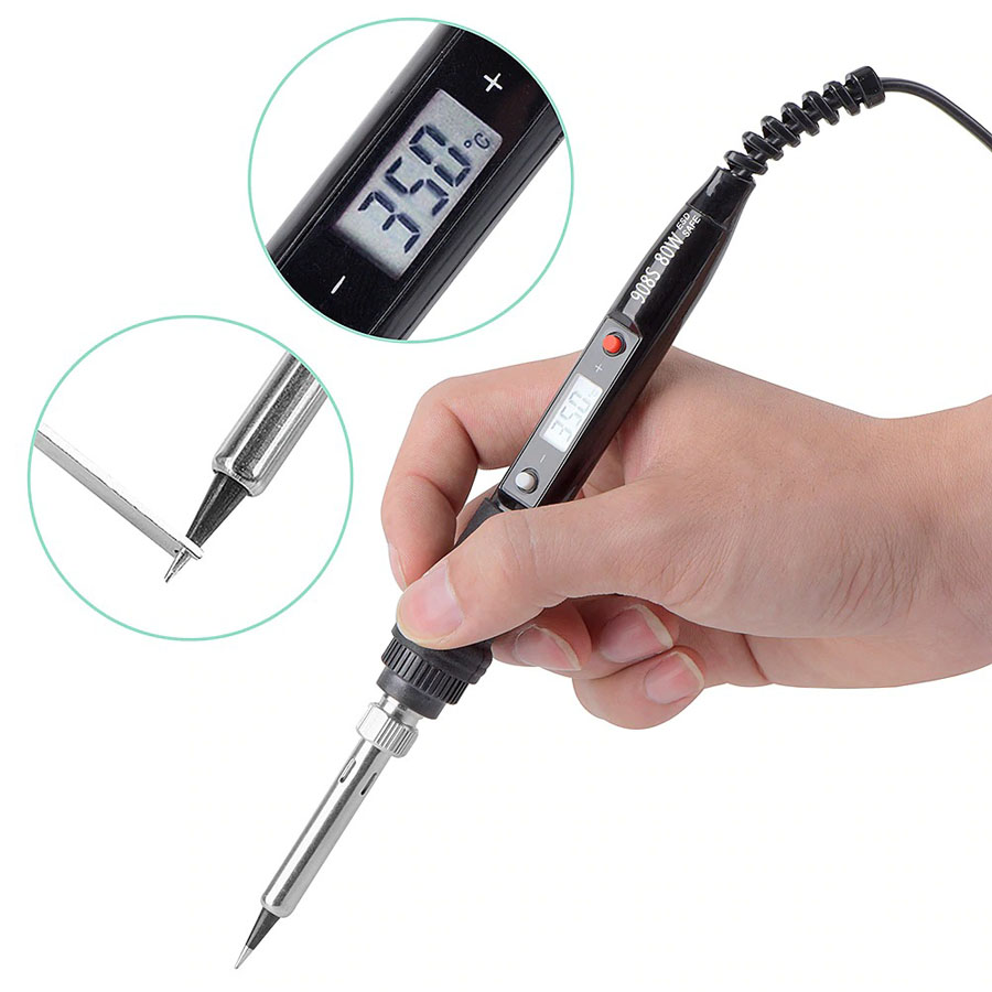 SumSour Electric Solder LCD Soldering Iron 80W 220V - 908S - Black ...