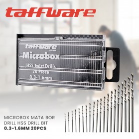 Taffware Microbox Mata Bor Drill HSS Twist Drill Bit 0.3-1.6mm 20 PCS - QST-H20 - Silver