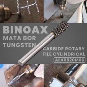 BINOAX Mata Bor Tungsten Carbide Rotary File Cylindrical Milling Cutter AEX0820m06 - GJ0107 - Silver