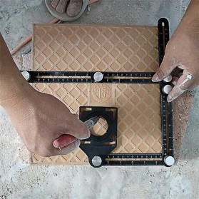 Keuriger Alat Bantu Penanda Six Sided Ruler Measuring Instrument With Hole Locator - A50 - Black - 5