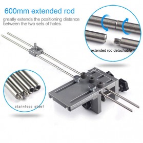 YOMO Alat Bantu Bor 3 in 1 Dowelling Jig Drill Guide Locator Positioner Deluxe Version with Extended Rod - MD590 - Silver - 2