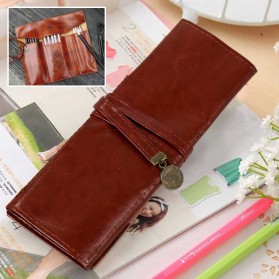 Twilight Tempat Pensil Kulit Makeup Pen Pencil Case PU Leather - PBC627 - Brown