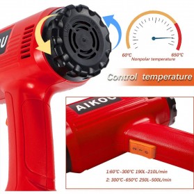 AOBEN Hot Air Heat Gun Electric Dual Temperature 2000W - Red - 3
