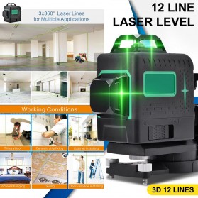 VAHIGCY Mesin Self Leveling 12 Line Laser 3D High-precision - HZ9 - Green - 3