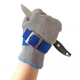 BATEX Sarung Tangan Pengaman Anti Goresan Pisau Gloves Safety Cut Resistant Stainless Steel L - BX103 - Blue