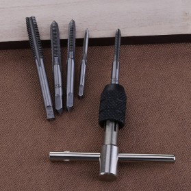 Bor Listrik - Alloet Mata Bor Wrench Drill Bit Hand Tapping Twist Bit 6 PCS - H21 - Silver