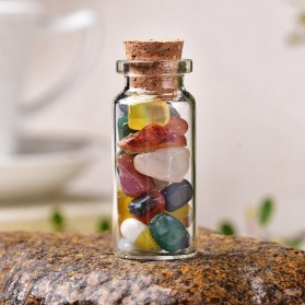 CRYSTDECO Botol Hias Natural Crystal Healing Glass Wishing Bottle Natural Colorful Agate - SH584 - Multi-Color