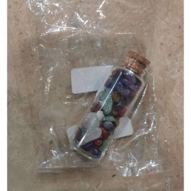 CRYSTDECO Botol Hias Natural Crystal Healing Glass Wishing Bottle Natural Colorful Agate - SH584 - Multi-Color - 8