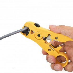 Aksesoris & Peralatan Jaringan - Newacalox Stripping Tool Pengupas Kabel Coaxial LAN Cable Wire Stripper Cutter for UTP/STP RG59 RG6 RG7 RG11 - HT352 - Yellow