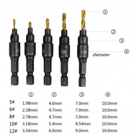 Taffware Vastar Mata Bor Drill Bit Countersink HSS 1.98-3.56 mm 5 PCS - SV-VDB26 - Black - 6
