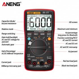 Tester Listrik & Multimeter - ANENG Digital Bluetooth Multimeter Voltage Tester - AN9002 - Red