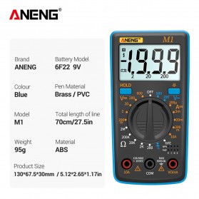 ANENG Digital Multimeter Voltage Tester - M1 - Black/Red - 9