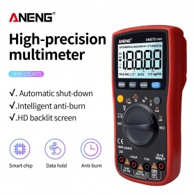 ANENG Digital Multimeter Voltage Tester - AN870 - Red