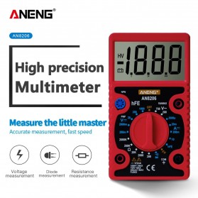 ANENG Digital Multimeter Voltage Tester Large Screen Display - AN8206 - Red