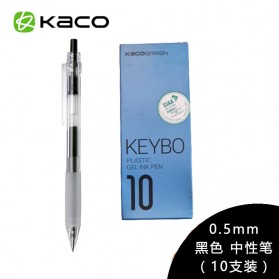 KACO KEYBO Gel Pen Pena Pulpen Bolpoin Transparent 0.5mm 10 PCS - KA0124 (Black Ink) - Black