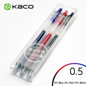 KACO KEYBO Gel Pen Pena Pulpen Bolpoin Transparent 0.5mm 3 PCS - K1003(Black Blue Red Ink) - Mix Color