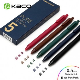 KACO PURE Vintage Gel Pen Pena Pulpen Bolpoin 0.5mm 5 PCS - K1015(Colorful Ink) - Mix Color - 1
