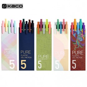KACO PURE Vintage Gel Pen Pena Pulpen Bolpoin 0.5mm 5 PCS - K1015(Colorful Ink) - Mix Color - 19