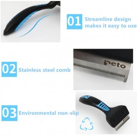 PETO Sisir Bulu Hewan Peliharaan Grooming Tool Hair Removal Comb For Dogs Cats Size S - C7 - Blue - 6