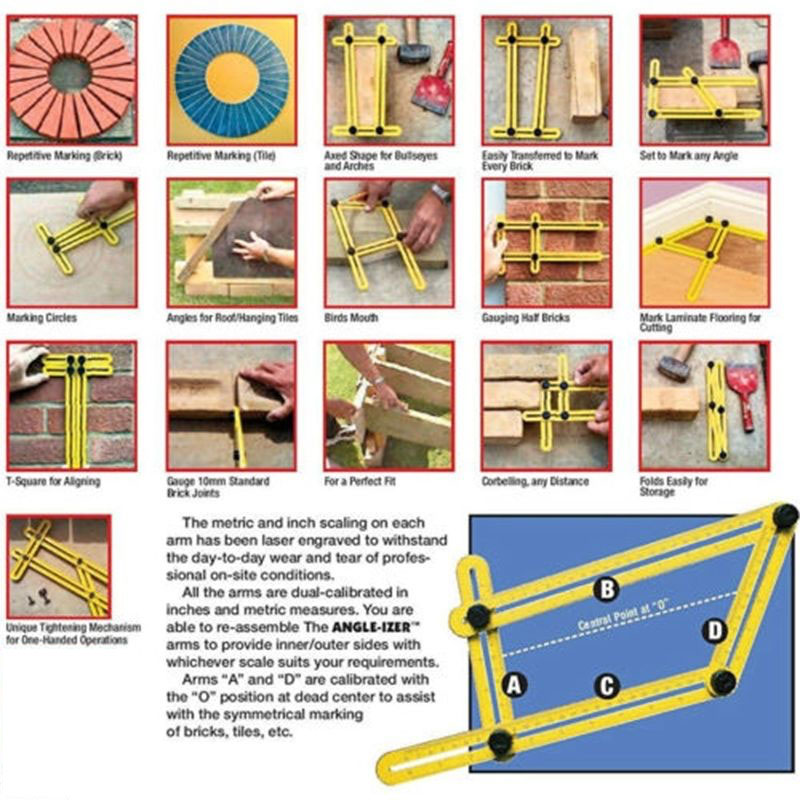 Penggaris 4 Sudut  Four Sided Folding Ruler R138 Yellow 